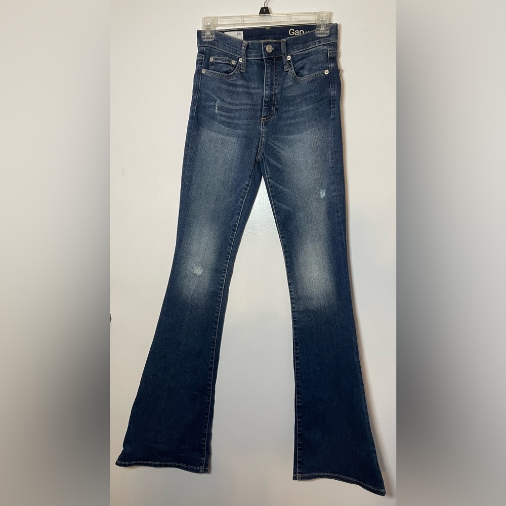 Women's Gap 1969 resolution skinny flare Blue Jeans denim ripped size 2/ 26r